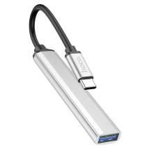 Hub USB-C Hoco HB26 USB3.0+3xUSB2.0 Ασημί 13cm