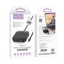 Hub USB-C Hoco HB31 Easy 4-in-1 με 4xUSB3.0 Μαύρο 20cm