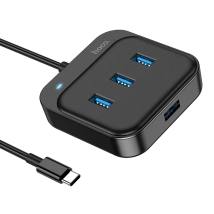 Hub USB-C Hoco HB31 Easy 4-in-1 με 4xUSB3.0 Μαύρο 20cm