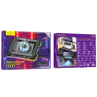 Laptop Cooler Hoco DH20 Μαύρο RGB με Ανεμιστήρακι 2200Rpm και Stand Κινητού για Φορητούς Υπολογιστές έως 19"