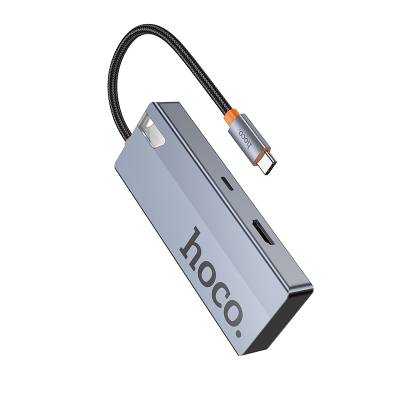 USB Hub Hoco HB50 Wow 5-in-1 USB-C σε HDTV+PD+ 3 x USB3.0 Γκρι 18cm