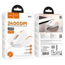 Ενσύρματο Ποντίκι Gaming Hoco GM37 Wonderful με 4  Πλήκτρα, Φωτισμό, 2400 DPI Λευκό