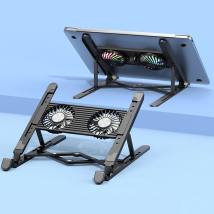 Laptop Cooler Hoco DH17 Μαύρο με Φωτισμό και 2 Ανεμιστηράκια για Φορητούς Υπολογιστές έως 17.3"