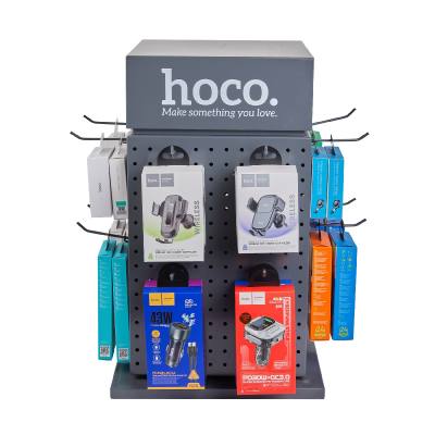 Stand Hoco Επιτραπέζιο Desk HN20 Τετραπλή Περιστρεφόμενη Προβολή Σιδερένια Γκρι (350x350x597mm)