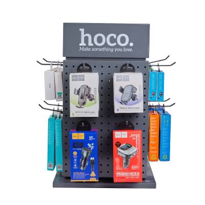 Stand Hoco Επιτραπέζιο Desk HN20 Τετραπλή Περιστρεφόμενη Προβολή Σιδερένια Γκρι (350x350x597mm)