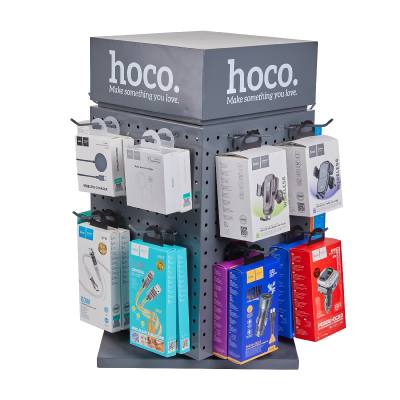 Stand Hoco Επιτραπέζιο Desk HN20 Τετραπλή Περιστρεφόμενη Προβολή Σιδερένια Γκρι (350x350x597mm)