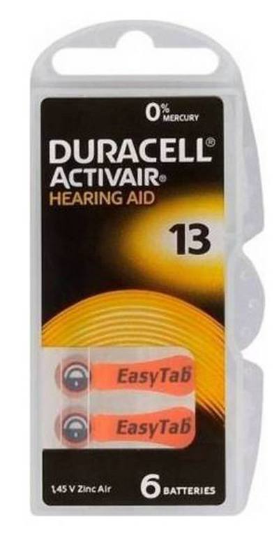 Μπαταρίες Ακουστικών Βαρηκοΐας Duracell 13 Activair 1,45V Τεμ. 6