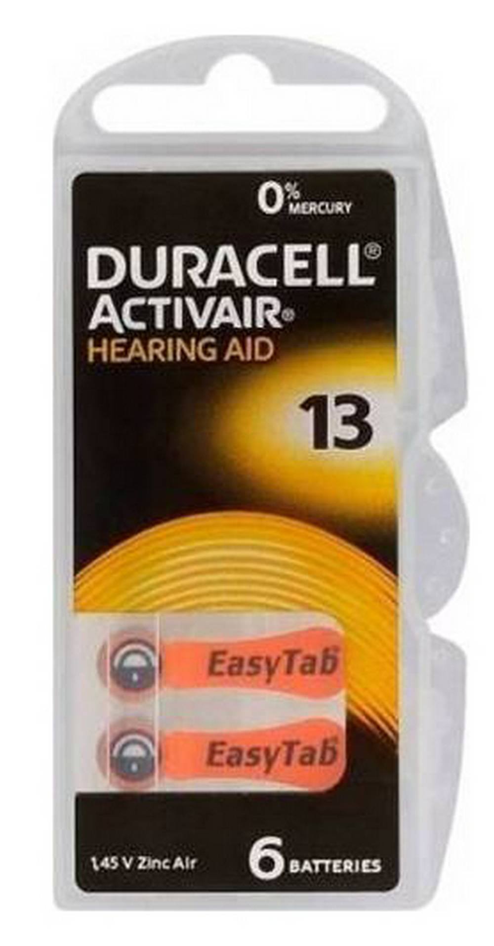 Μπαταρίες Ακουστικών Βαρηκοΐας Duracell 13 Activair 1,45V Τεμ. 6