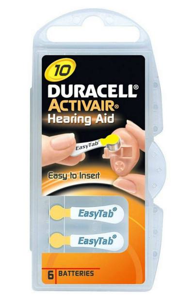 Μπαταρίες Ακουστικών Βαρηκοΐας Duracell 10 Activair 1,45V Τεμ. 6