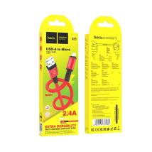 Καλώδιο Σύνδεσης Hoco X85 Strength USB σε Micro-USB 2.4A Υψηλής Αντοχής Κόκκινο 1m
