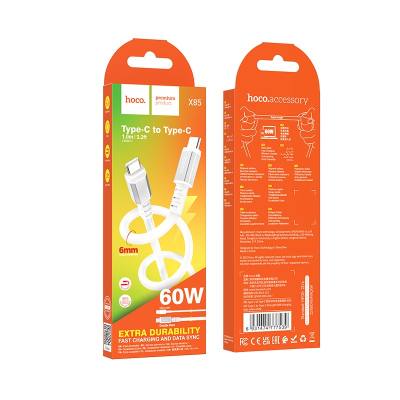 Καλώδιο Σύνδεσης Hoco X85 Strength USB-C σε USB-C 60W 20V/3A Υψηλής Αντοχής Λευκό 1m
