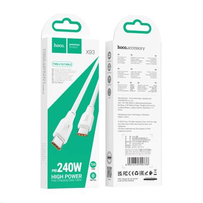 Καλώδιο Hoco X93 Force USB-C σε USB-C PD240W 5A Λευκό 1m