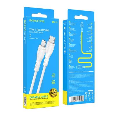 Καλώδιο σύνδεσης Borofone BX51 Triumph USB-C σε Lightning 12W 2.4A Λευκό 1m