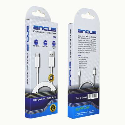 Καλώδιο Σύνδεσης και Φόρτισης Ancus Flow E44 USB σε Micro-USB 2.0A 480Mbps Data Transfer Λευκό 1m