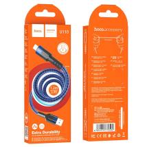 Καλώδιο Σύνδεσης Hoco U110 USB σε Micro-USB 2.4A Υψηλής Αντοχής Braided Μπλε 1.2m