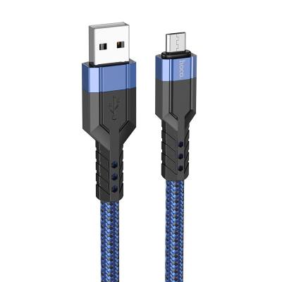 Καλώδιο Σύνδεσης Hoco U110 USB σε Micro-USB 2.4A Υψηλής Αντοχής Braided Μπλε 1.2m