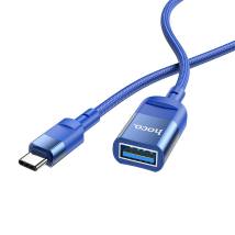 Καλώδιο Προέκτασης Hoco U107 USB-C Αρσενικό σε USB 3.0 Θηλυκό 5V/2A 5Gbps OTG Braided Μπλε1.2m
