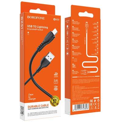 Καλώδιο Borofone BX51 Triumph USB σε Lightning 2.4A Μαύρο 1m