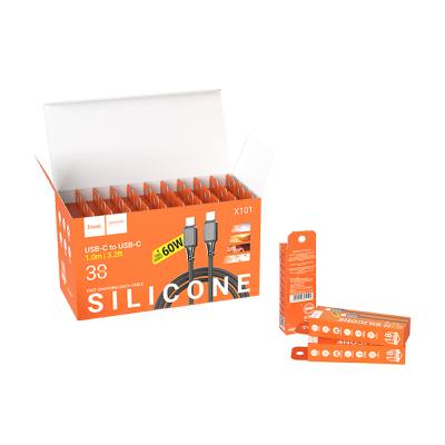 Καλώδιο Σύνδεσης Hoco X101 Silicon Assistant USB-C σε USB-C Fast Charging 60W Μαύρο 1m Σετ 30 τμχ