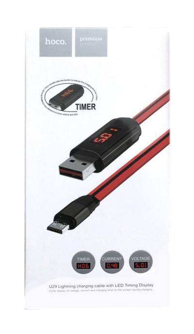 Καλώδιο σύνδεσης Hoco U29 LED Display USB σε Micro-USB 2.0A Fast Charging Κόκκινο 1m