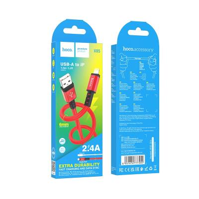 Καλώδιο Σύνδεσης Hoco X85 Strength USB σε Lightning 2.4A Υψηλής Αντοχής Κόκκινο 1m
