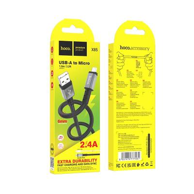 Καλώδιο Σύνδεσης Hoco X85 Strength USB σε Micro-USB 2.4A Υψηλής Αντοχής Μαύρο 1m