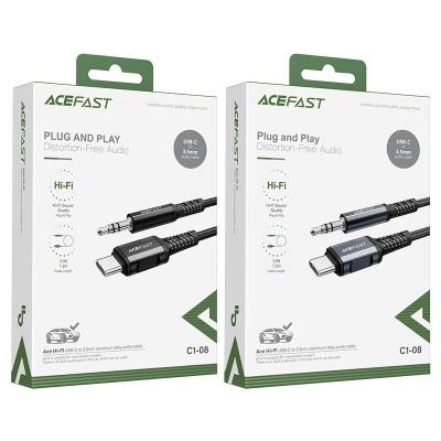 Καλώδιο σύνδεσης Acefast Μεταλλικό C1-08 USB-C σε 3.5mm Αρσενικό Braided Γκρι 1.2m