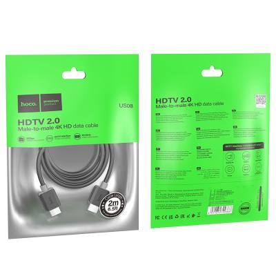 Καλώδιο Hoco US08 HDMI 2.0 σε HDMI 4K 60Hz HD 18Gbps Μαύρο 2m