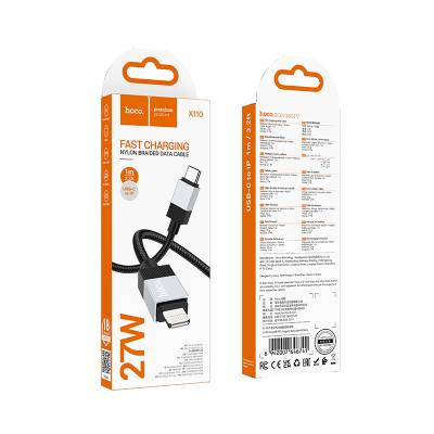 Καλώδιο Hoco X110 Honorific USB-C σε Lightning 27W Braided Μαύρο 1m