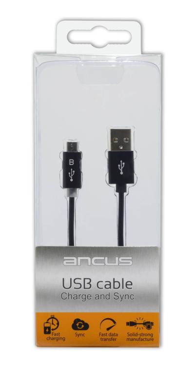 Καλώδιο σύνδεσης Ancus Smart LED USB σε Micro USB με Ενισχυμένες Επαφές Μαύρο 1.2m