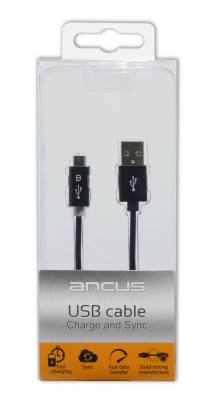 Καλώδιο σύνδεσης Ancus Smart LED USB σε Micro USB με Ενισχυμένες Επαφές Μαύρο 1.2m