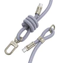 Καλώδιο Φόρτισης/Λουράκι Λαιμού Hoco GH7 USB-C σε USB-C  60W 3A Braided Μπλέ 1.8m