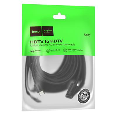 Καλώδιο Προέκτασης HDMI Hoco US13 HDMI Αρσενικό σε Θυληκό 2m  Μαύρο