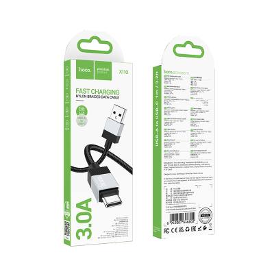 Καλώδιο Hoco X110 Honorific USB-A σε USB-C 3A Braided Μαύρο 1m