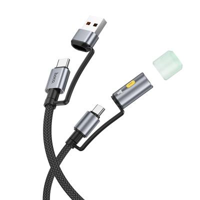 Καλώδιο Σύνδεσης Hoco U138 USB-C/USB-A σε USB-C/Φακό 3A PD60W Braided Μαύρο 1.2m