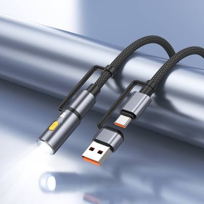 Καλώδιο Σύνδεσης Hoco U138 USB-C/USB-A σε USB-C/Φακό 3A PD60W Braided Μαύρο 1.2m