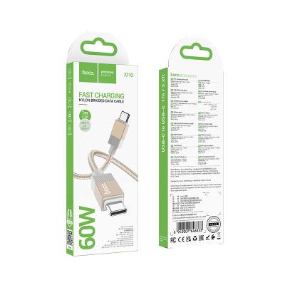 Καλώδιο Hoco X110 Honorific USB-C σε USB-C 60W Braided Χρυσό 1m