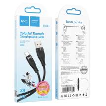 Καλώδιο σύνδεσης Hoco DU45 Sturdy USB-A σε USB-C 3.0A για Γρήγορη Φόρτιση και Μεταφορά Δεδομένων Μαύρο 1m