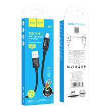 Καλώδιο Hoco X89 Wind USB σε USB-C 3A Braided Μαύρο 1m