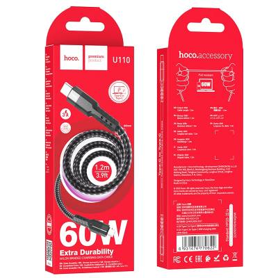 Καλώδιο Σύνδεσης Hoco U110 USB-C σε USB-C Braided 60W 20V/3A Μαύρο Υψηλής Αντοχής 1.2m