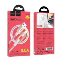 Καλώδιο Hoco U144 USB-A σε USB-C Fast Charging 3A  με Φωτισμό Braided Χρυσό 1.2m