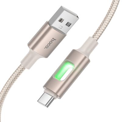 Καλώδιο Hoco U144 USB-A σε USB-C Fast Charging 3A  με Φωτισμό Braided Χρυσό 1.2m