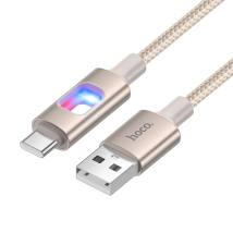 Καλώδιο Hoco U144 USB-A σε USB-C Fast Charging 2.4A με Φωτισμό Braided Χρυσό 1.2m
