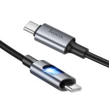 Καλώδιο Hoco U144 USB-C σε USB-C 60W Fast Charging 3A με Φωτισμό Braided Μαύρο 1.2m