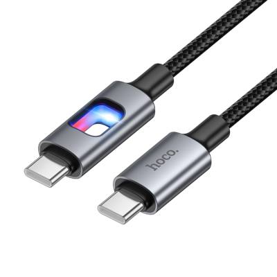Καλώδιο Hoco U144 USB-C σε USB-C 60W Fast Charging 3A με Φωτισμό Braided Μαύρο 1.2m