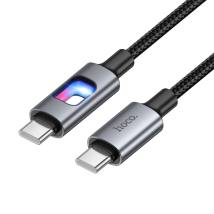 Καλώδιο Hoco U144 USB-C σε USB-C 60W Fast Charging 3A με Φωτισμό Braided Μαύρο 1.2m