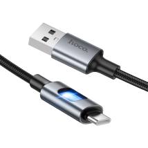 Καλώδιο Hoco U144 USB-A σε USB-C Fast Charging 2.4A με Φωτισμό Braided Μαύρο 1.2m