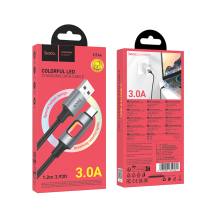 Καλώδιο Hoco U144 USB-A σε USB-C Fast Charging 2.4A με Φωτισμό Braided Μαύρο 1.2m