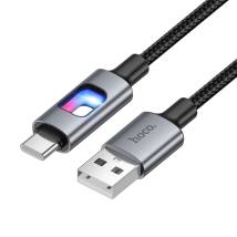 Καλώδιο Hoco U144 USB-A σε USB-C Fast Charging 2.4A με Φωτισμό Braided Μαύρο 1.2m