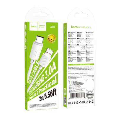 Καλώδιο Hoco X88 Gratified USB-Α σε USB-C 3A Λευκό 2m